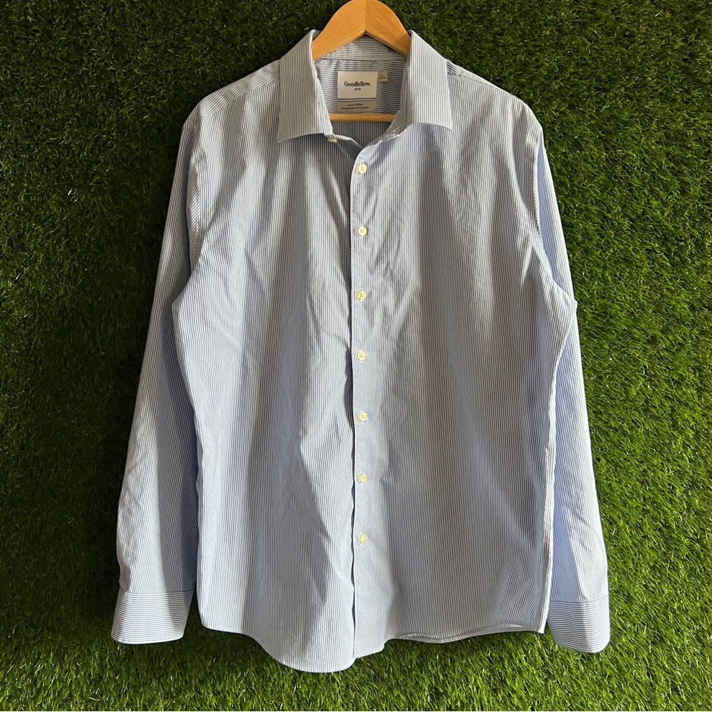 Slim Fit Blue Striped Long Sleeve Button Up Shirt